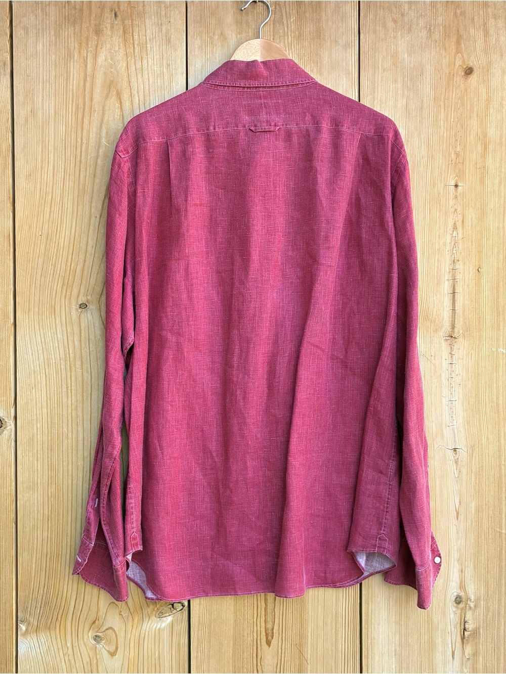 Boggi Mens Tailored Fit Red Linen Shirt Sz XXL - Picture 6 of 6